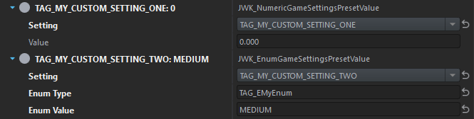 Base preset values