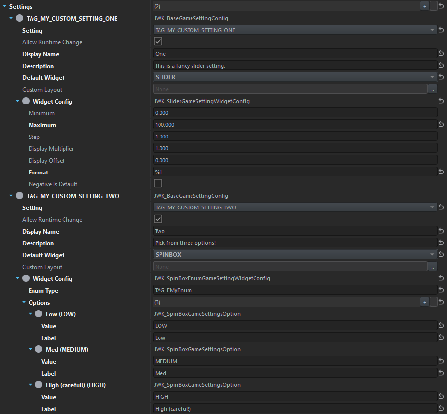 Example UI config