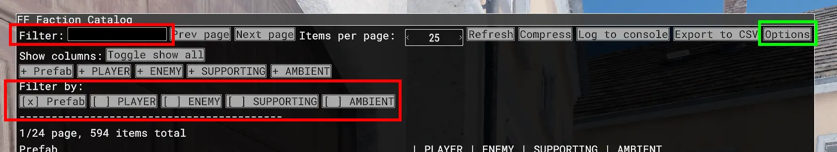 Filtering in data panels