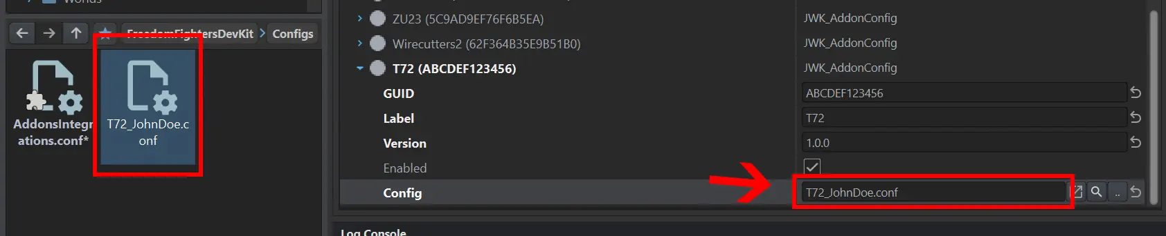 Attaching the config