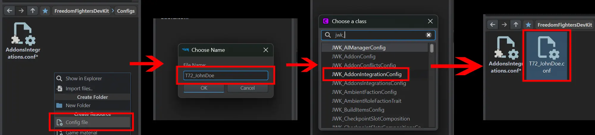 Creating new addon config