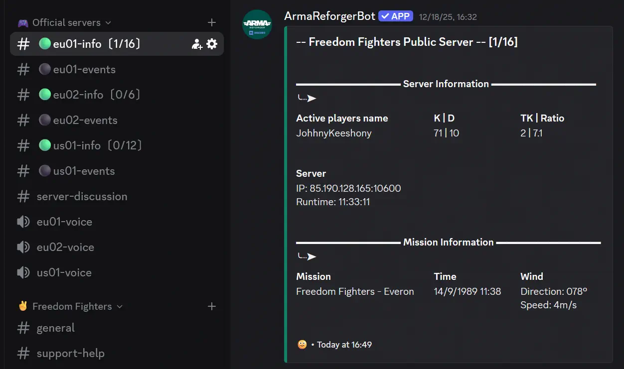 Server details on Discord